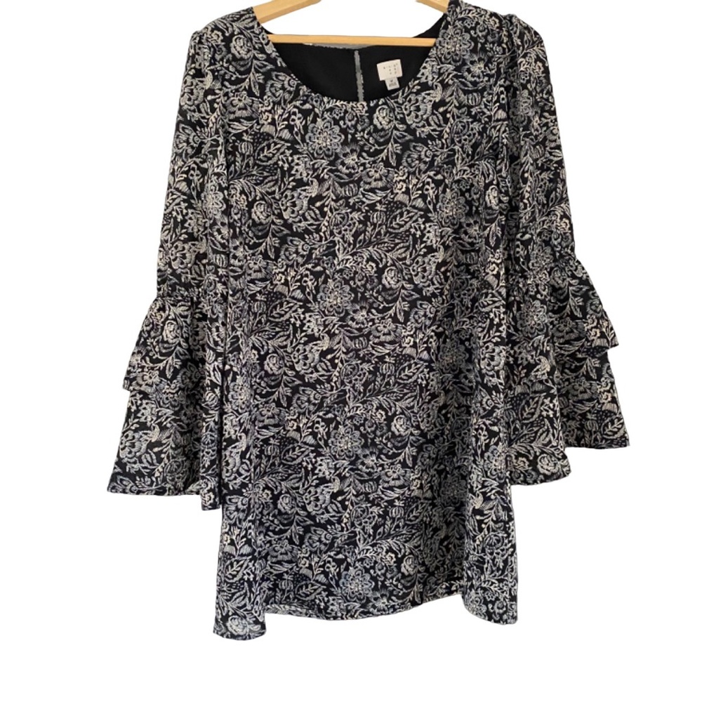 A new Day Flowy Black and White Floral Dress Size M